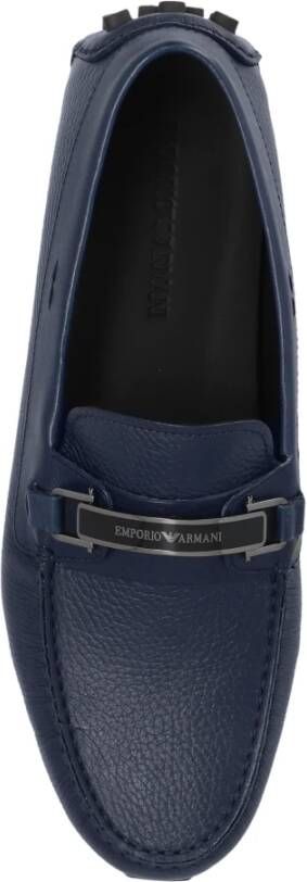 Emporio Armani Leren Loafers Blue Heren