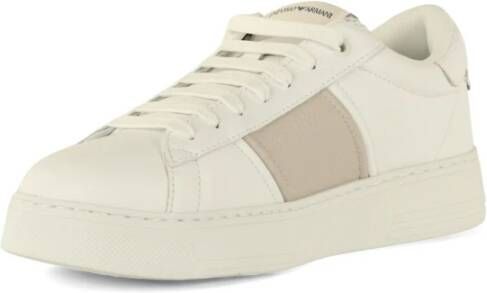 Emporio Armani Leren Logo Sneakers Gray Heren