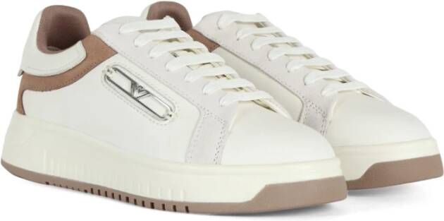 Emporio Armani Leren Logo Sneakers White Dames