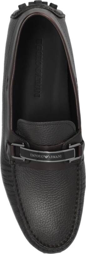 Emporio Armani Leren mocassins Black Heren