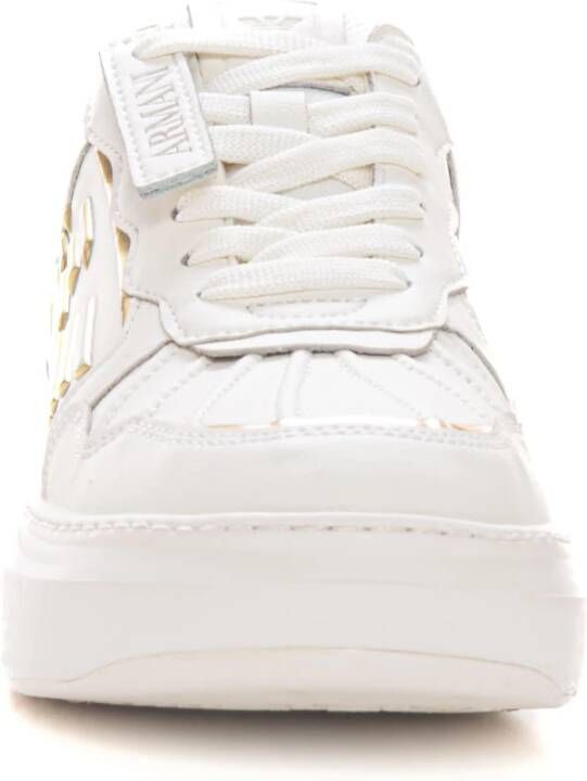 Emporio Armani Leren Sneaker met Zijlogo White Dames