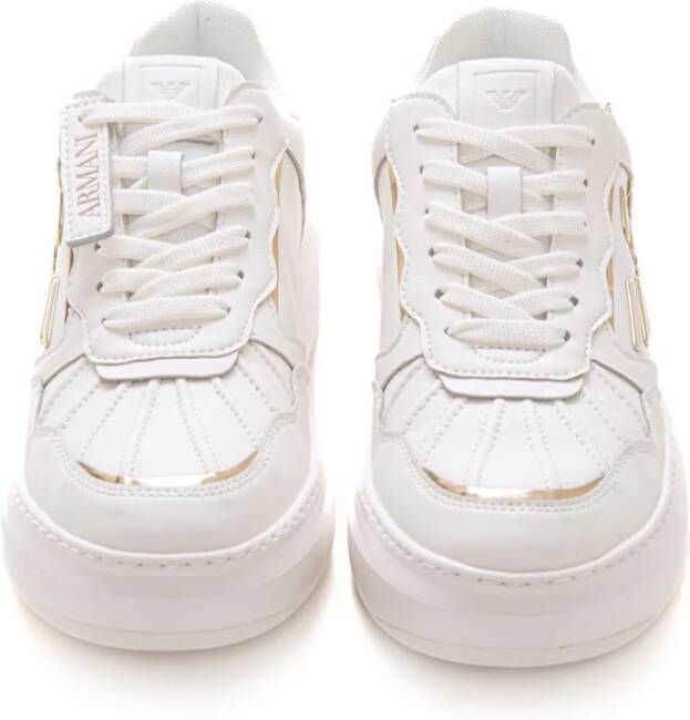 Emporio Armani Leren Sneaker met Zijlogo White Dames