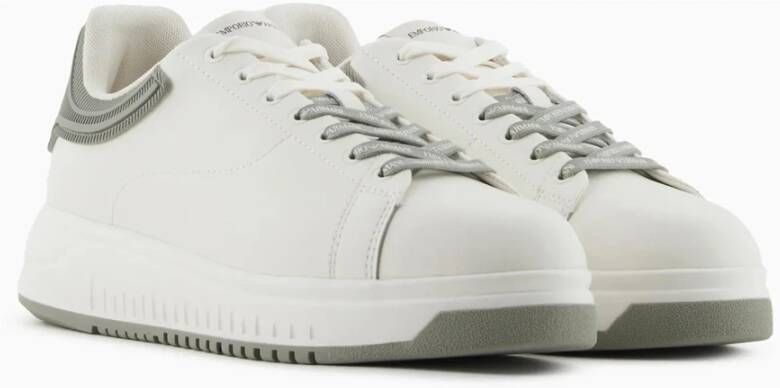 Emporio Armani Leren sneakers met rubberen zool White Heren