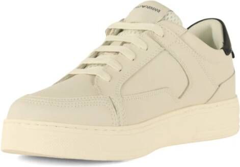 Emporio Armani Leren Sneakers met Zijlogo White Heren