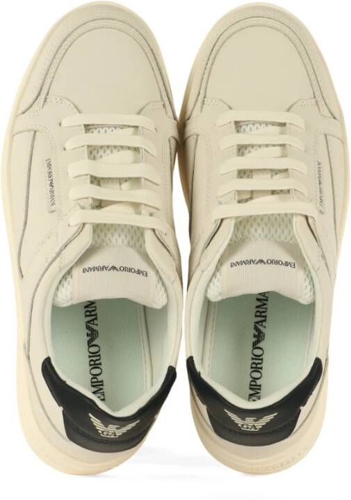 Emporio Armani Leren Sneakers met Zijlogo White Heren