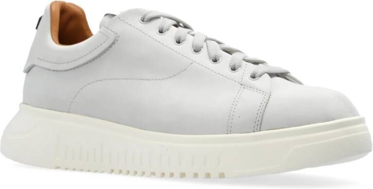 Emporio Armani Leren sportschoenen Gray Heren