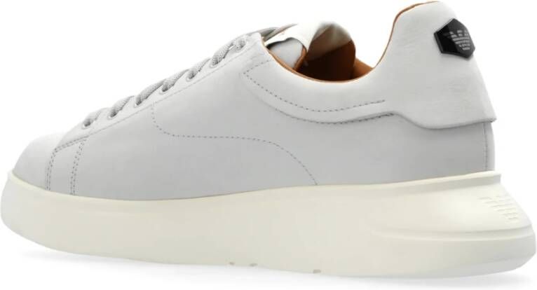 Emporio Armani Leren sportschoenen Gray Heren