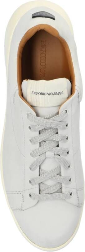 Emporio Armani Leren sportschoenen Gray Heren