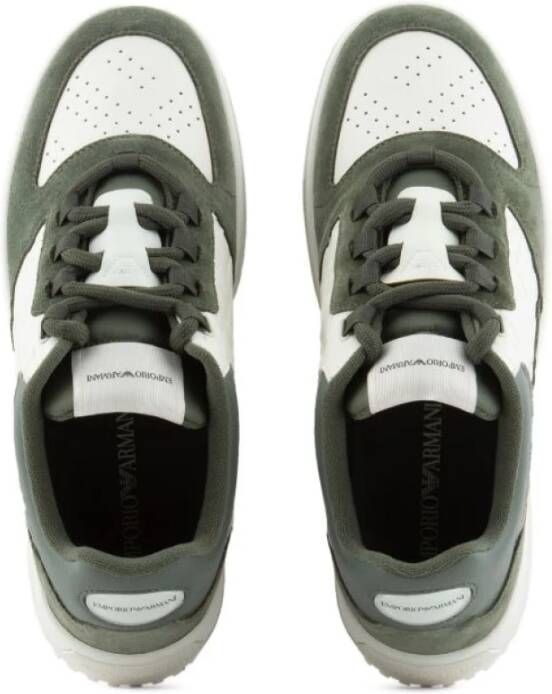 Emporio Armani Logo-Debossed Panelled Sneakers Groen Heren