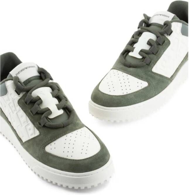 Emporio Armani Logo-Debossed Panelled Sneakers Groen Heren