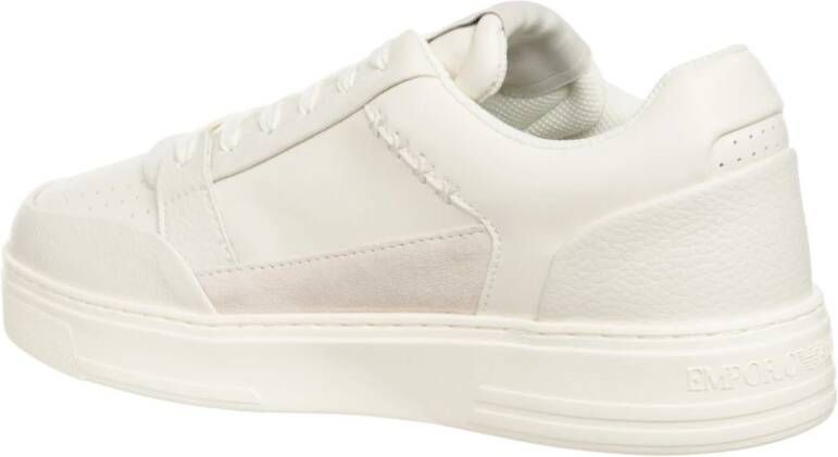 Emporio Armani Logo Lettering Sneaker Wit Leer White Heren