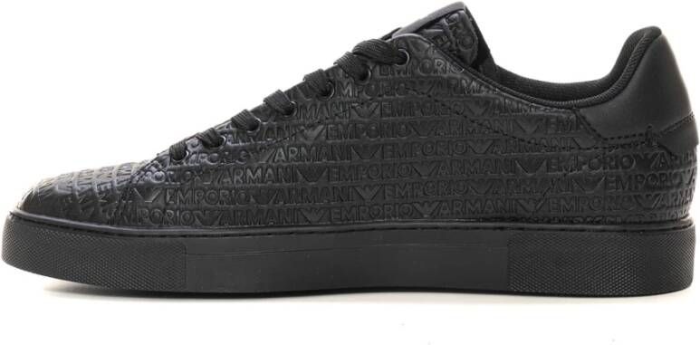 Emporio Armani Logo Sneakers met Verwijderbare Binnenzool Black Heren