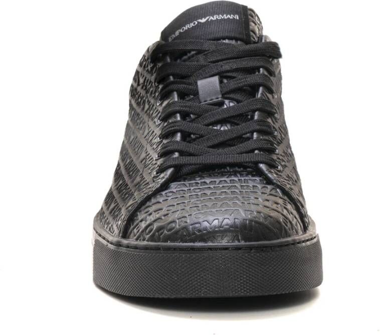 Emporio Armani Logo Sneakers met Verwijderbare Binnenzool Black Heren