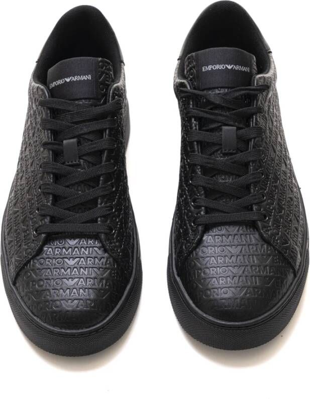 Emporio Armani Logo Sneakers met Verwijderbare Binnenzool Black Heren