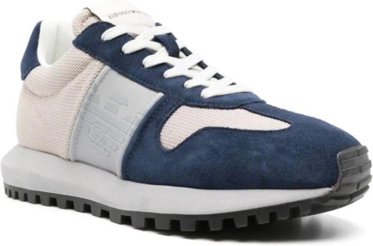 Emporio Armani Mesh Panel Sneakers Blue Heren