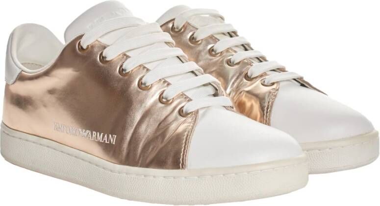 Emporio Armani Moderne Metallic Sneakers voor Vrouwen Yellow Dames