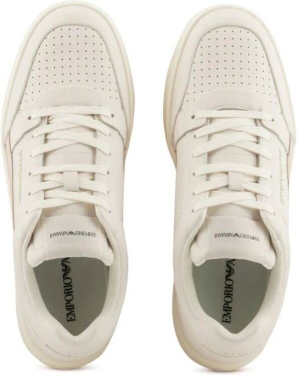 Emporio Armani Witte Suede Sneaker White Heren