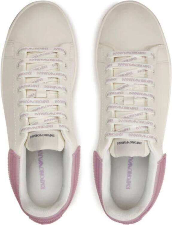 Emporio Armani Roze Leren Sneaker met Transparante Achterkant en Adelaarlogo White Dames