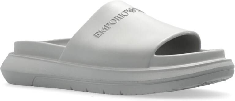 Emporio Armani Rubberen slides met logo Gray Heren