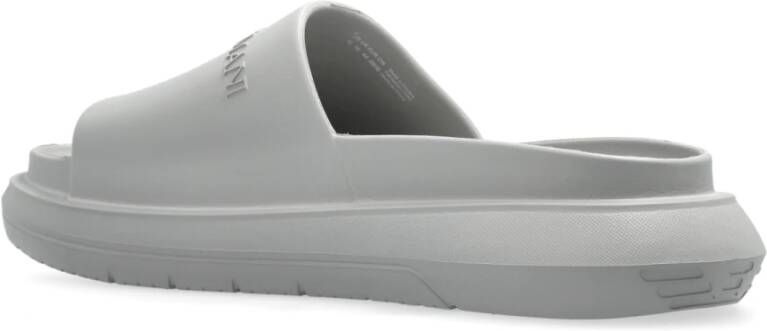 Emporio Armani Rubberen slides met logo Gray Heren