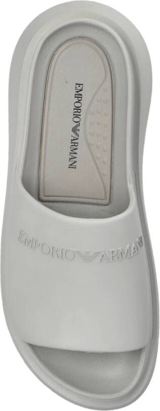 Emporio Armani Rubberen slides met logo Gray Heren