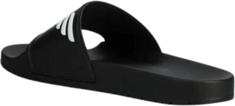 Emporio Armani Zwarte Logo In Reliëf Slides Sandalen Black Heren