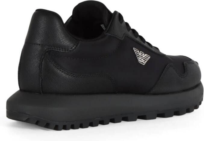 Emporio Armani Sneakers van leer en technische stof Black Heren