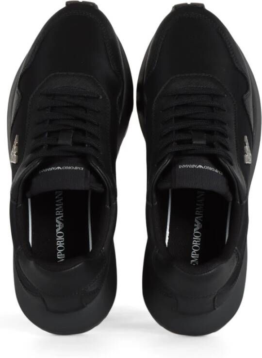 Emporio Armani Sneakers van leer en technische stof Black Heren