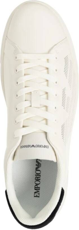 Emporio Armani Leren Vetersluiting Sneakers Effen Patroon White Heren