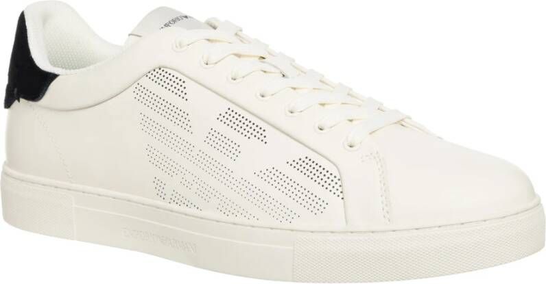 Emporio Armani Leren Vetersluiting Sneakers Effen Patroon White Heren