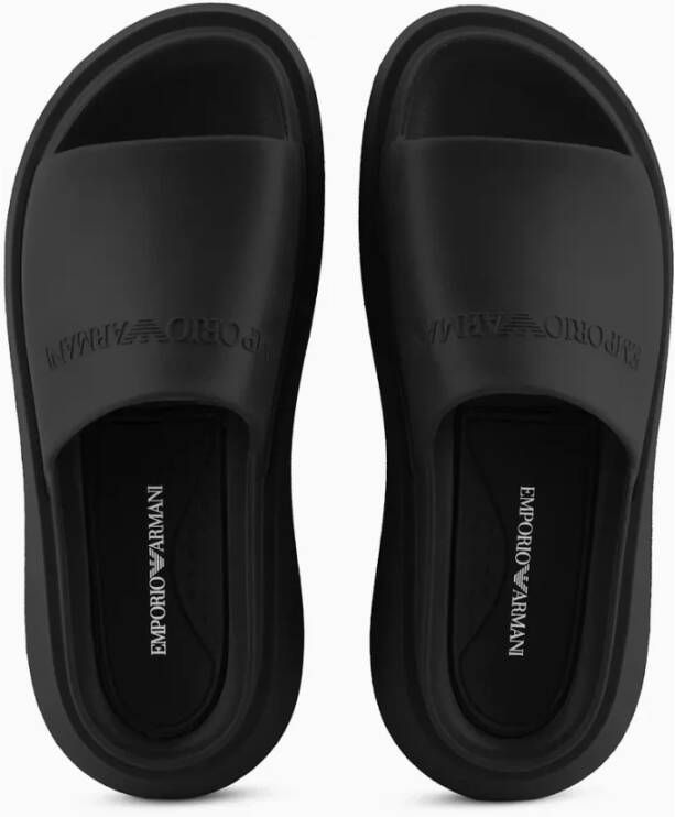 Emporio Armani Sportieve Heren Slippers Comfortabele EVA Binnenzool Black Heren