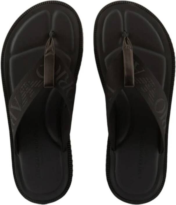 Emporio Armani Stijlvolle Slippers voor de Zomer Black Heren