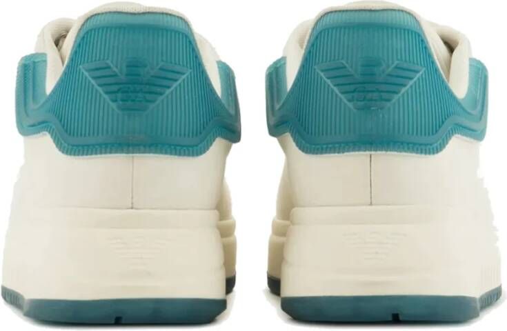 Emporio Armani Turquoise Sneaker met Transparante Retro en Adelaarlogo White Heren