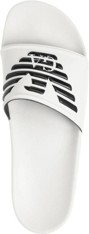 Emporio Armani Witte Bedrukte Slippers Slip On White Dames