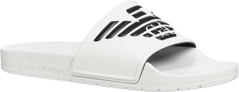 Emporio Armani Witte Bedrukte Slippers Slip On White Dames