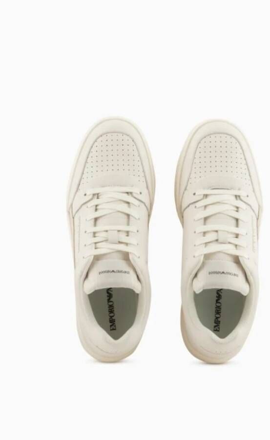 Emporio Armani Witte Lage Sneakers met Geperforeerde Neus White Heren