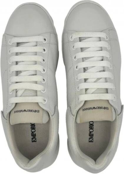 Emporio Armani Witte Leren Heren Sneakers White Heren