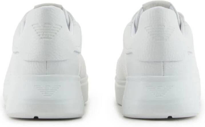 Emporio Armani Witte Leren Sneaker met Logo Inzet White Dames