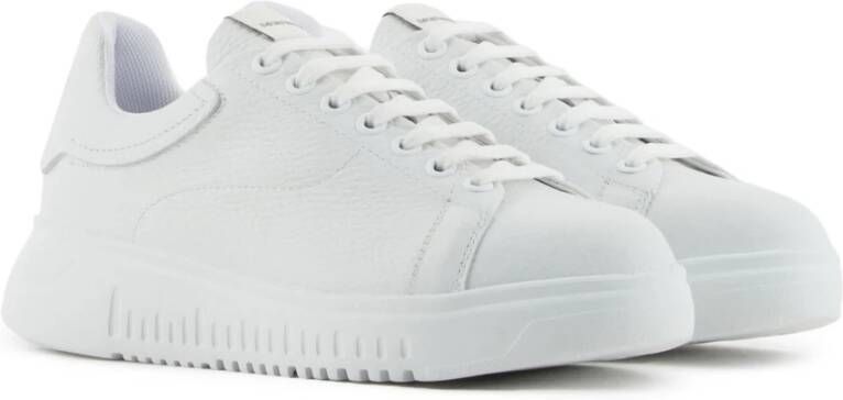 Emporio Armani Witte Leren Sneakers Logodetail Rubberen Zool White Dames