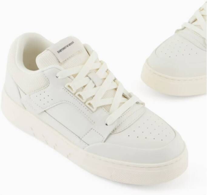 Emporio Armani Witte Mesh Sneakers met Contrasterende Details White Heren