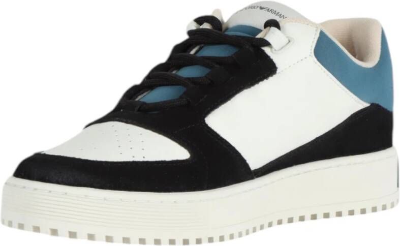 Emporio Armani Witte Sneaker met Suède Inzetstukken White Heren