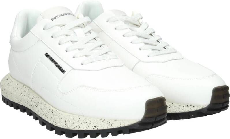 Emporio Armani Witte Sneakers met Katoenen Veters White Heren