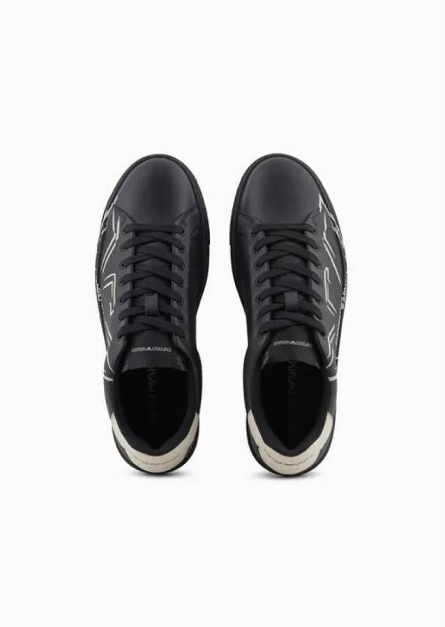 Emporio Armani Zwarte Adelaar Sneaker Aw24 Black Heren