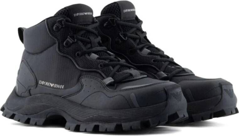 Emporio Armani Zwarte Casual Gesloten Sneaker Black Heren