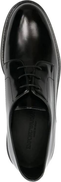 Emporio Armani Zwarte Derby Vitelloi Spa Schoenen Black Heren