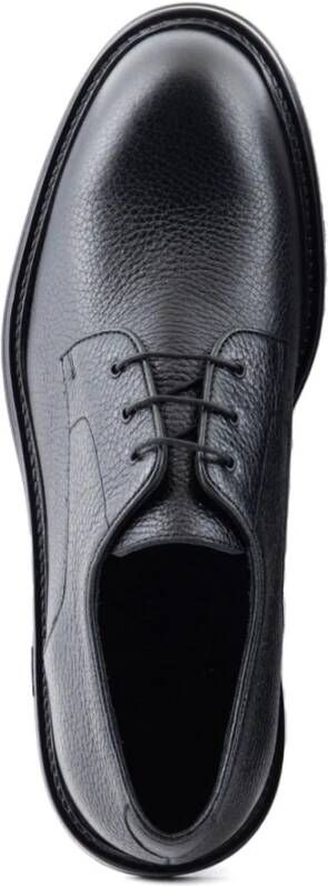 Emporio Armani Zwarte Leren Derby Veterschoenen Black Heren