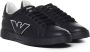 Emporio Armani Zwarte Leren Sneakers met Ingelegd Adelaarslogo Black Heren - Thumbnail 2