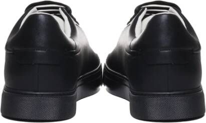 Emporio Armani Zwarte Leren Sneakers met Ingelegd Adelaarslogo Black Heren