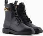 Emporio Armani Zwarte leren veterschoenen Zijrits Rubberen zool Black Dames - Thumbnail 2