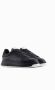 Emporio Armani Zwarte Leren Vetersneakers Black Heren - Thumbnail 2